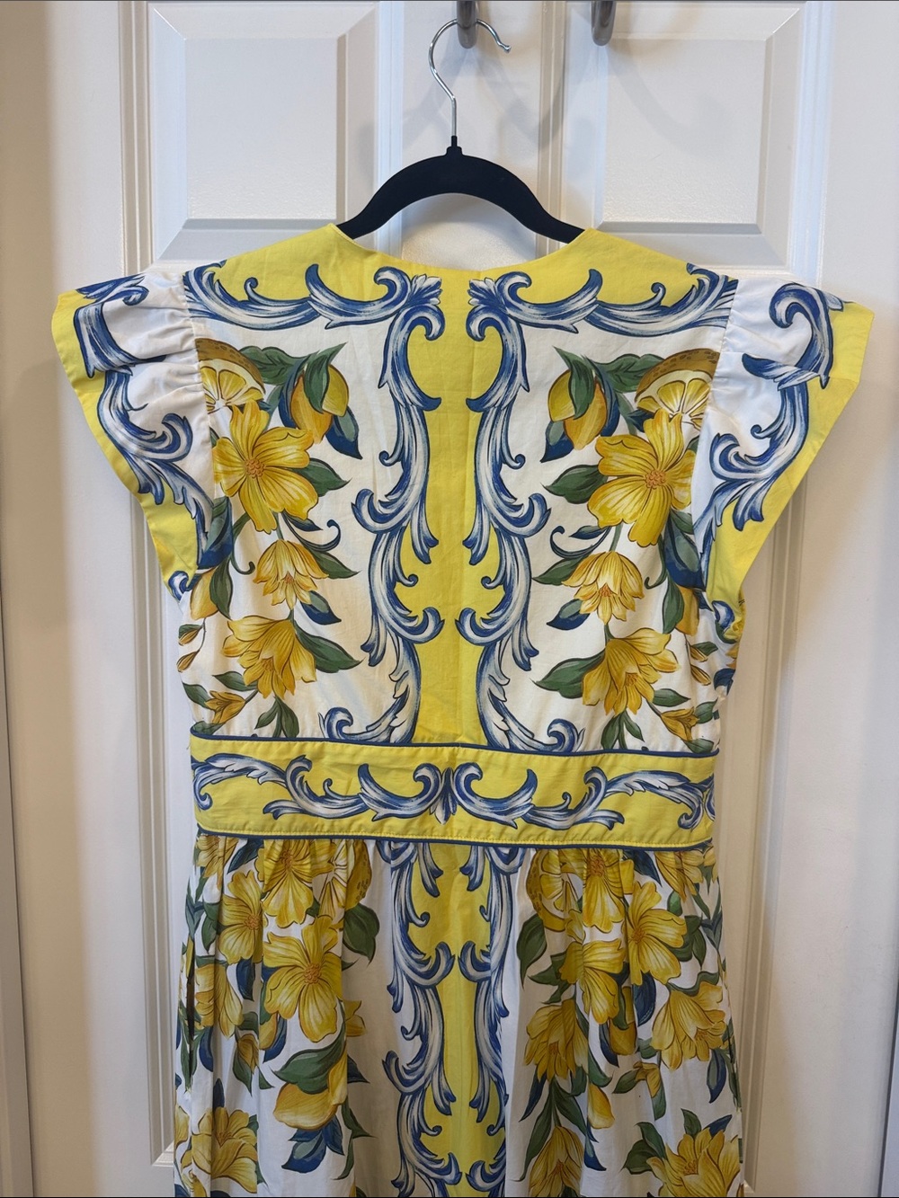 Farm Rio Yellow Mediterranean Sicily Scarf Lemon Tile Dress Medium - Picture 7 of 7